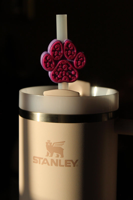 Animal Print Paw Straw Topper