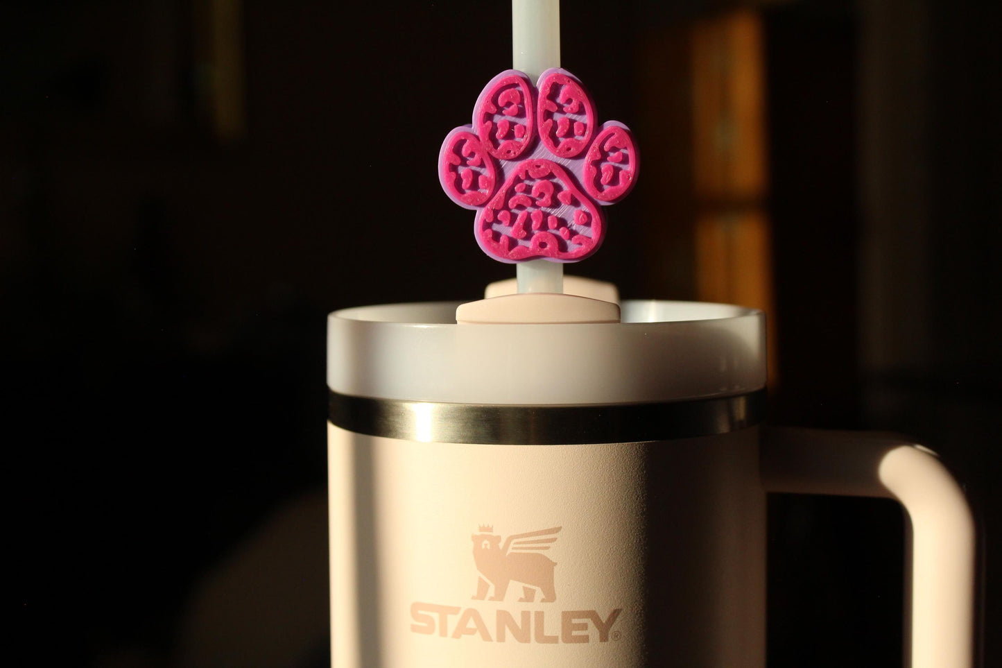 Animal Print Paw Straw Topper